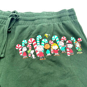 PEANUTS Women's 3X Green Red Christmas Sweatpants Pajama Pants Snoopy Candy Cane